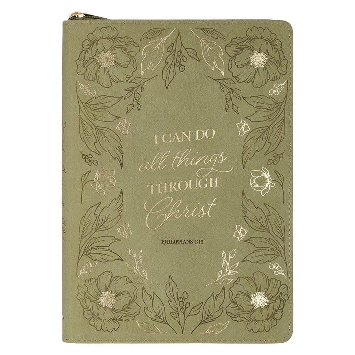 Journal Classic Zip Green I Can Do All  Things Phil. 4:13
