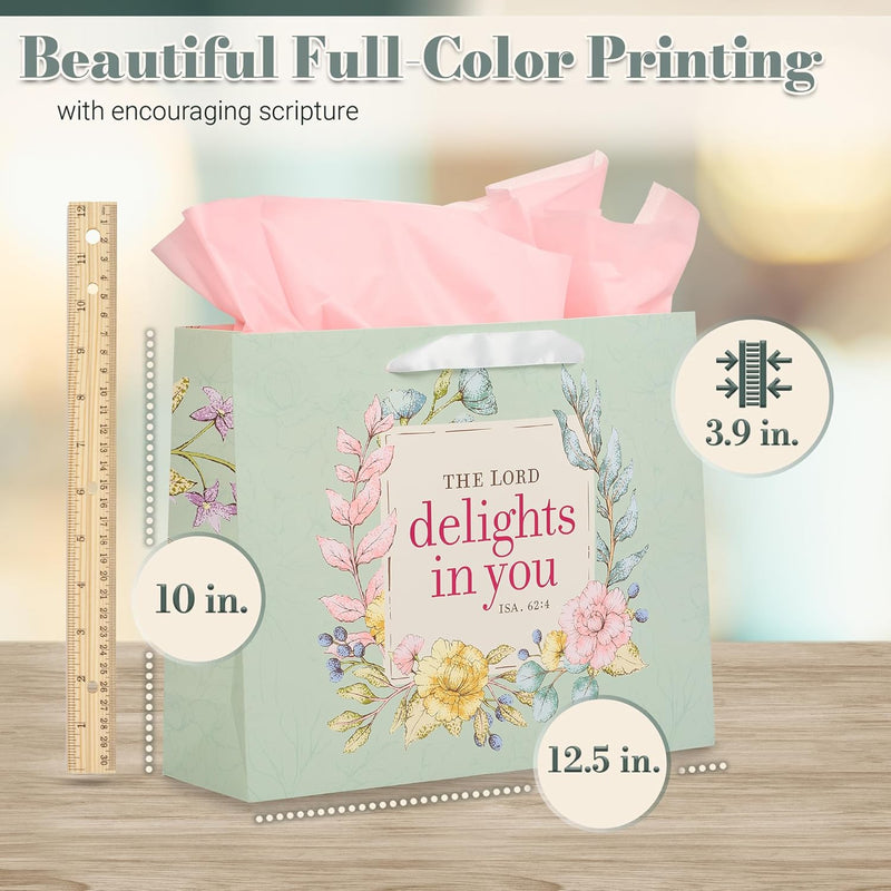 The LORD Delights in You Large Landscape Gift Bag - Isaiah 62:4