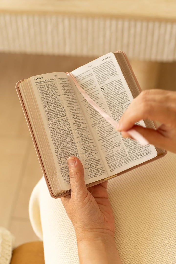 NLT Pocket Thinline Bible, Filament Enabled (LeatherLike, Blush Pink Flowers, Red Letter)