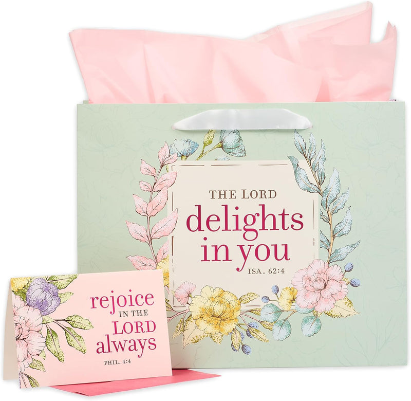 The LORD Delights in You Large Landscape Gift Bag - Isaiah 62:4