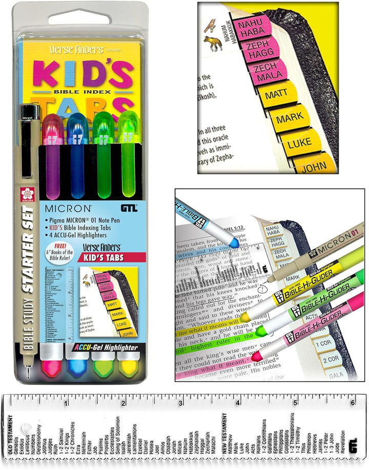 Accu-Gel Bible Highlighter, Pigma Micron Bible Study Starter Set – Kid&