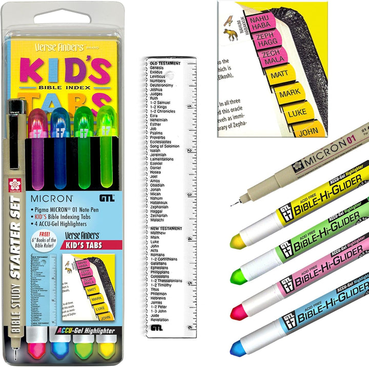 Accu-Gel Bible Highlighter, Pigma Micron Bible Study Starter Set – Kid&
