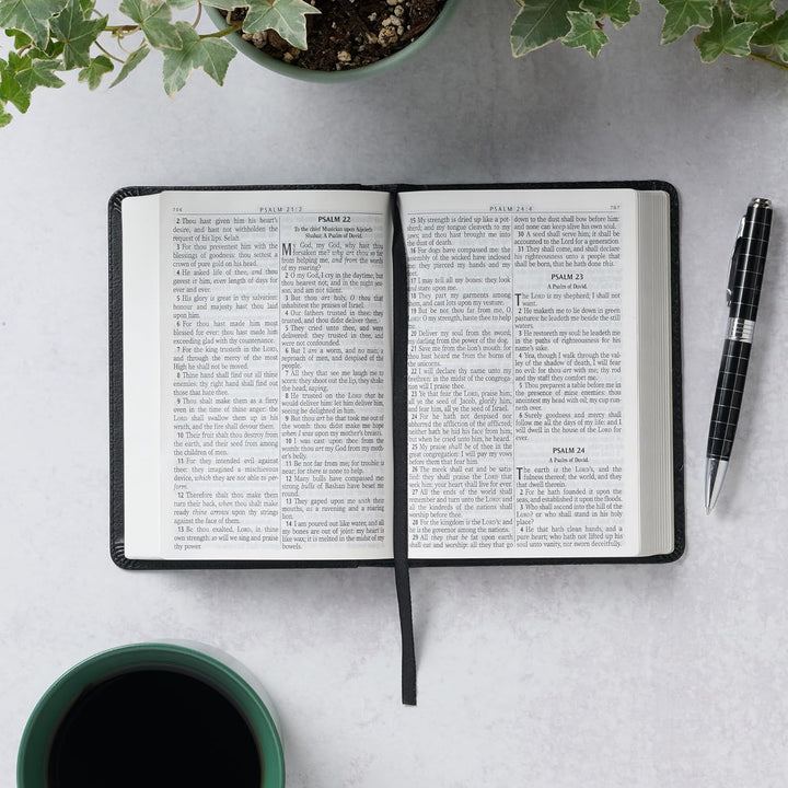 Black Faux Leather Large Print Compact King James Version Bible