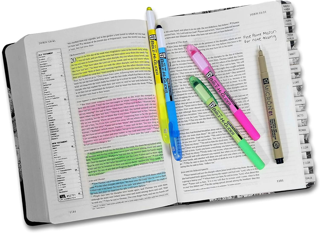 Accu-Gel &amp; Pigma Micron Bible Study Starter Sets with Silver Verse Finder Bible Tabs