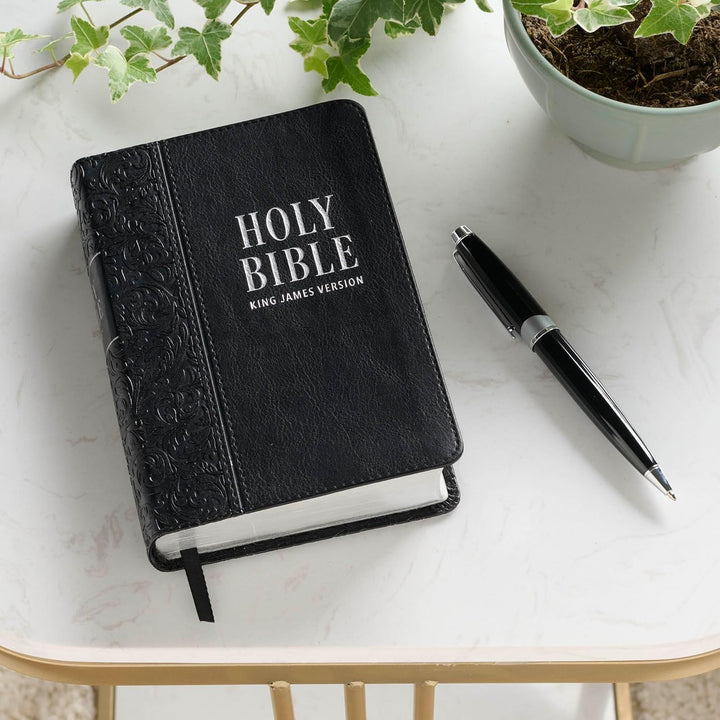 Black Faux Leather Large Print Compact King James Version Bible