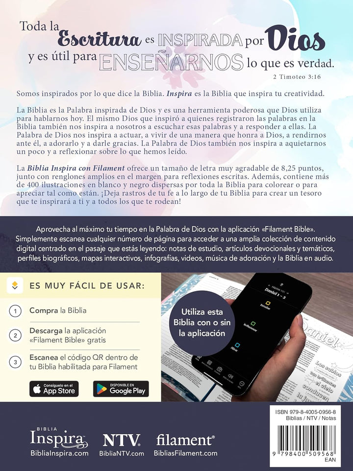 Biblia Inspira NTV con Filament (SentiPiel, Paraíso floral) (Spanish Edition)