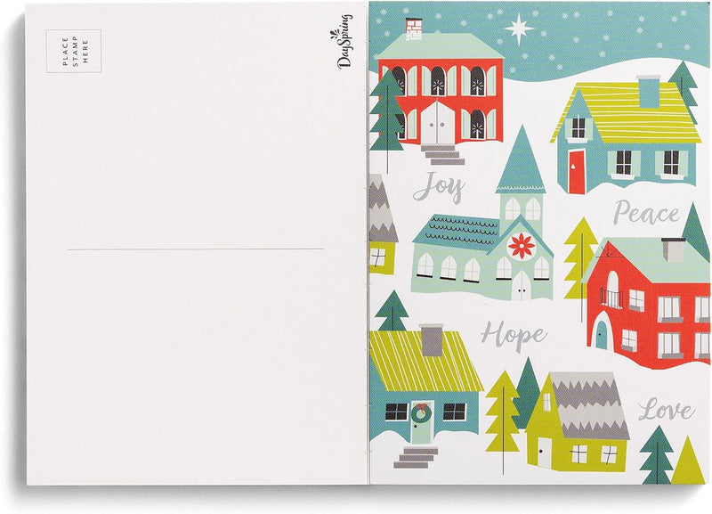 DaySpring - Traditional Christmas Postcard Book with Inspirational Messages - 20 Christmas Postcards (U1002)