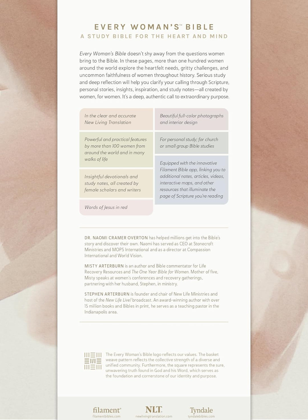 NLT Every Woman’s Bible, Filament Enabled (LeatherLike, Soft Gold, Indexed, Red Letter)