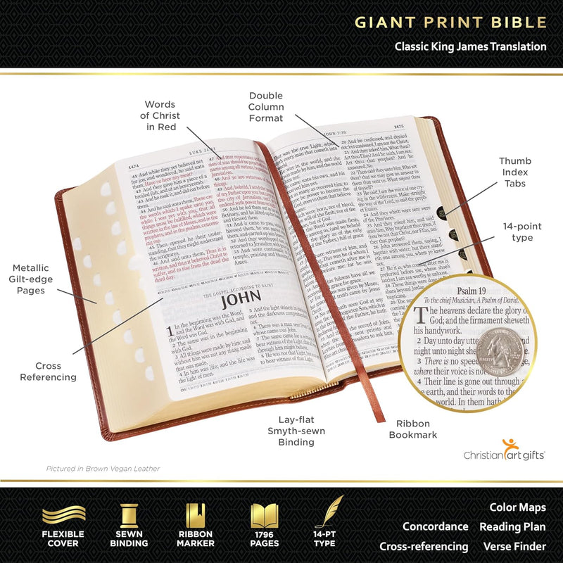 Teal Faux Leather Giant Print Standard-size King James Version Bible with Thumb Index