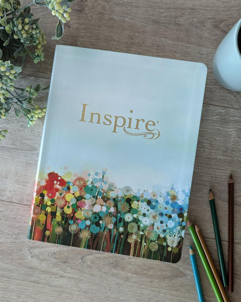 Inspire Bible Large Print NLT, Filament Enabled (LeatherLike, Floral Fields with Gold) Imitation Leather