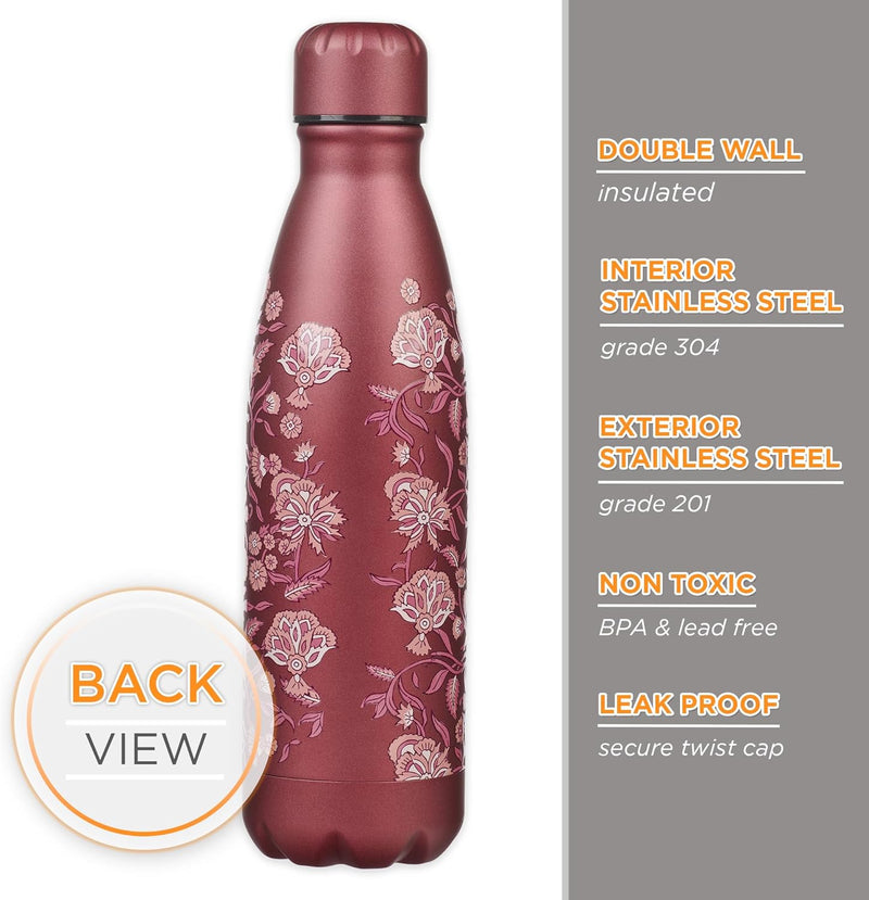 Be Still & Know Inspirational Scripture, All Day Hot/Cold, BPA-free, Leak/Spill-proof, Red Maroon Floral