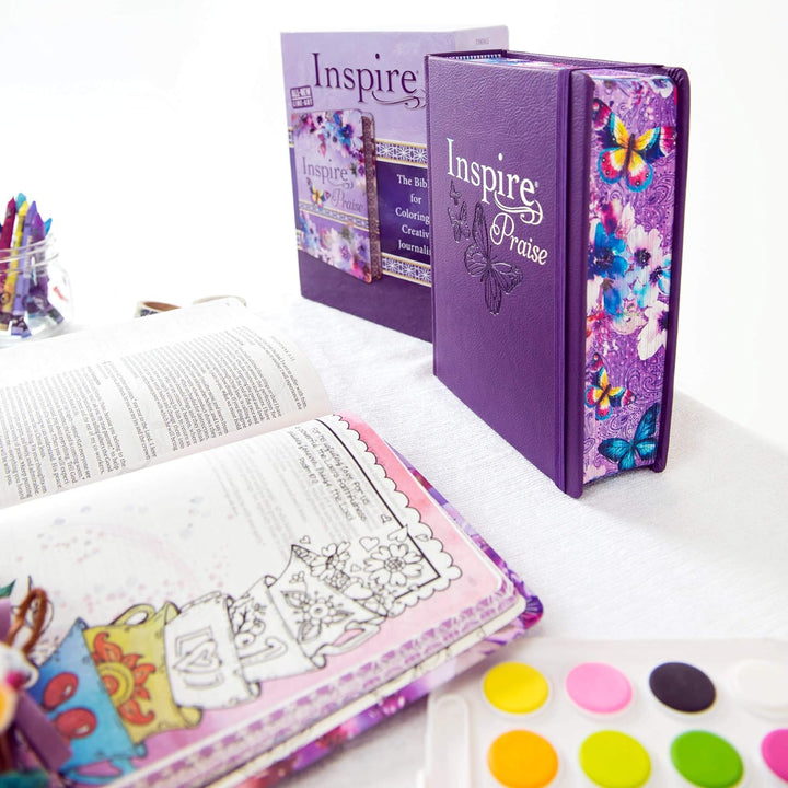Tyndale NLT Inspire PRAISE Bible (Large Print, Hardcover, Purple): Inspire Coloring Bible
