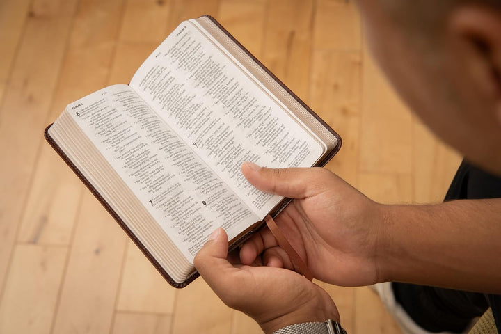 NLT Pocket Thinline Bible, Filament Enabled (LeatherLike, Brown Cross, Red Letter)