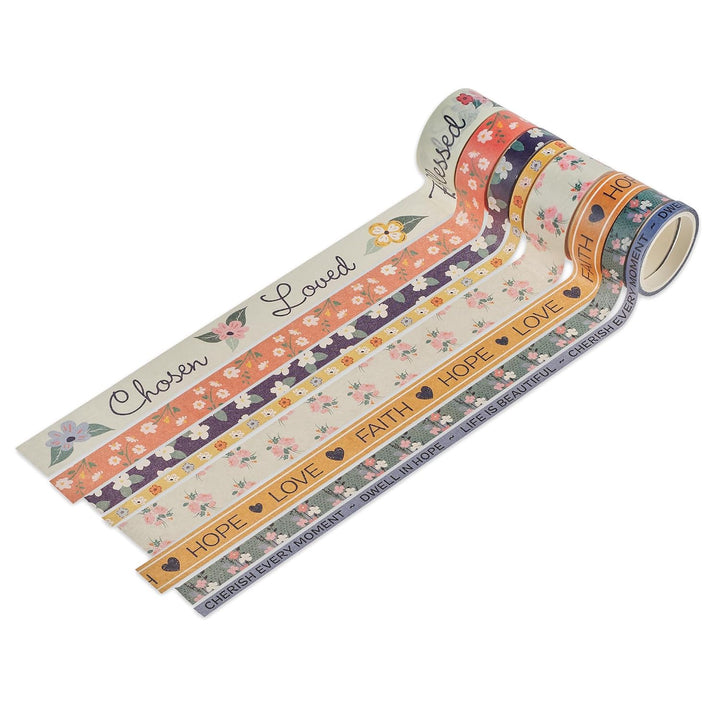 Dwell in Hope - Washi Tape (Set of 8) - Floral, Multicolor