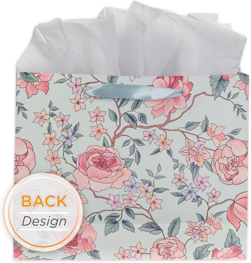 More Precious Than Rubies Pink Floral Large Landscape Bag with Card - Proverbs 5:13