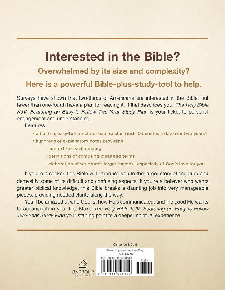 The Holy Bible Kjv: Featuring an Easy-To-Follow Two-Year Study Plan [Cinnamon &amp; Gold] Leather