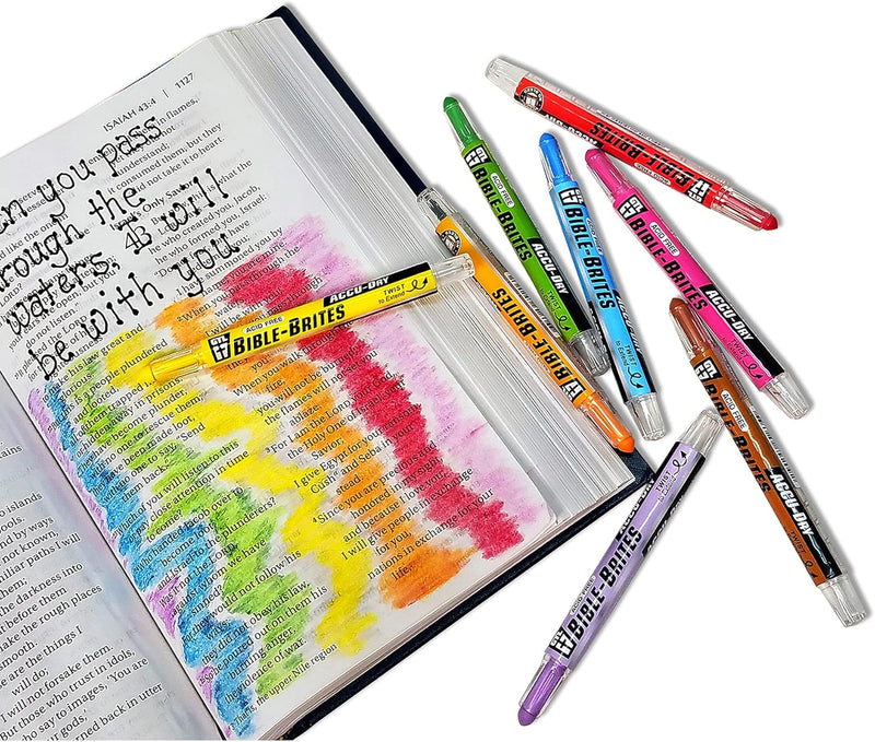 G.T. Luscombe Company, Inc. Accu-Dry Bible-Brites Multicolored 5 x 4 Acrylic Highlighters Set of 8