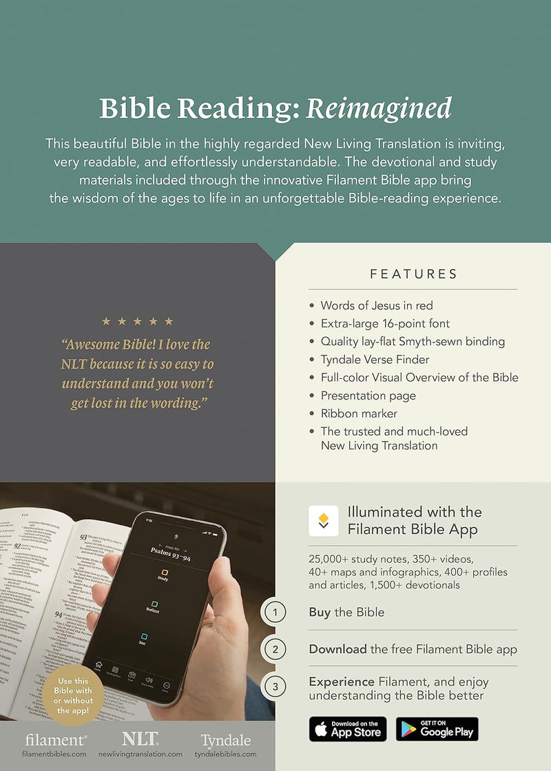 NLT Super Giant Print Bible, Filament Enabled (Genuine Leather, Black, Red Letter)
