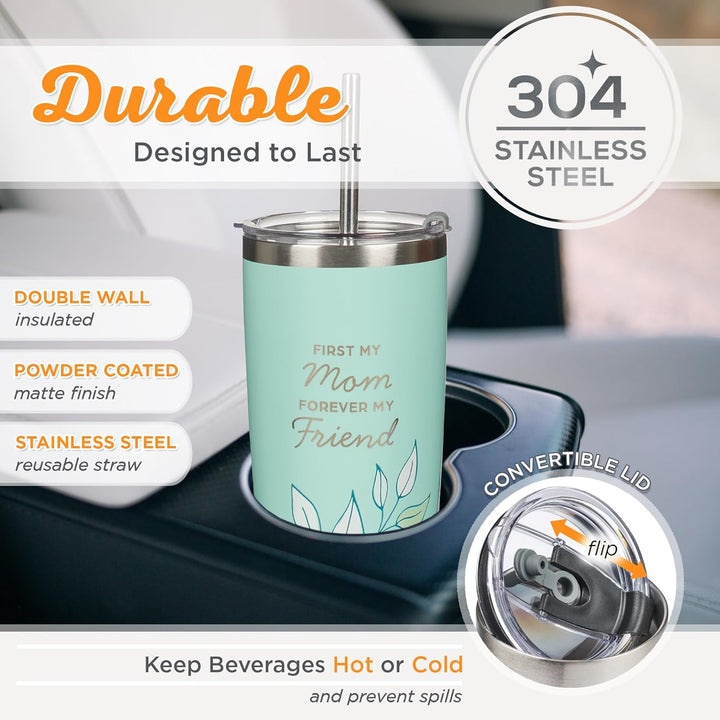 Forever My Friend Green Stainless Steel Travel Tumbler with Straw - Isaiah 62:4