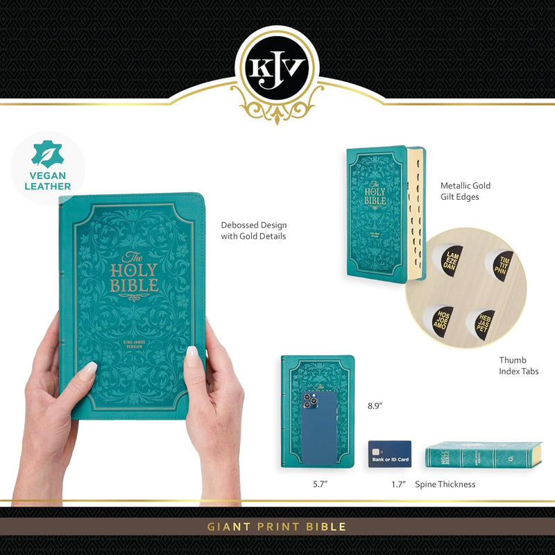 Teal Faux Leather Giant Print Standard-size King James Version Bible with Thumb Index