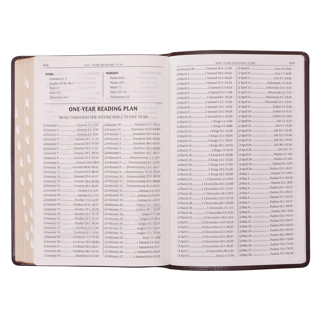 Dark Brown Faux Leather Large Print Thinline King James Version Bible with Thumb Index