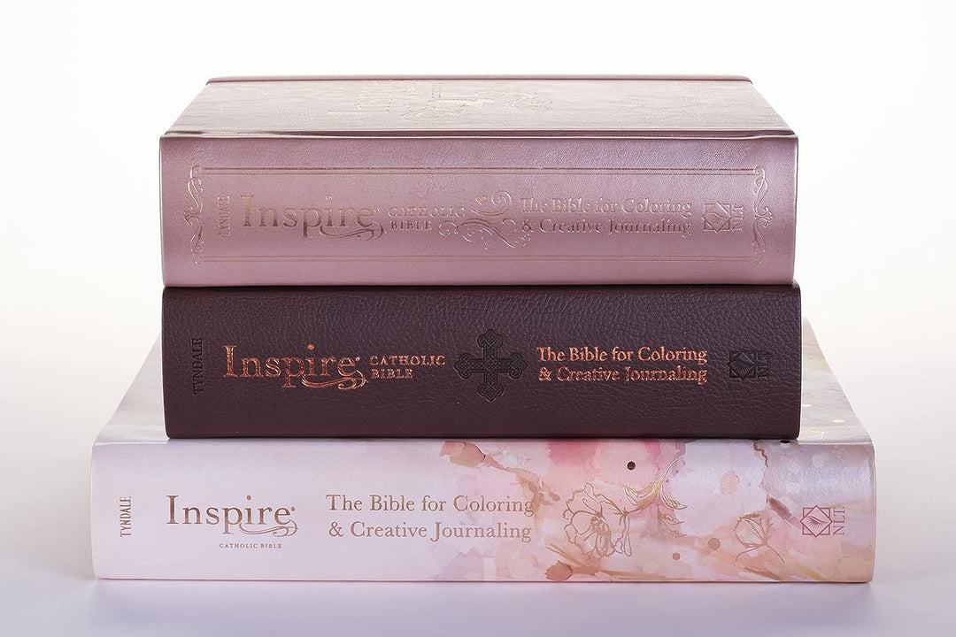 Tyndale NLT Inspire Catholic Bible (Hardcover, Rose Gold): Catholic Coloring Bible