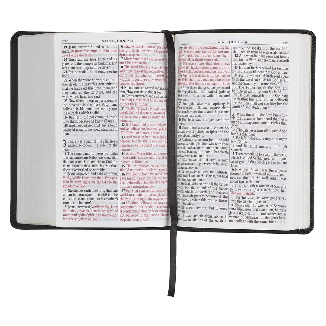 Black Faux Leather Large Print Compact King James Version Bible
