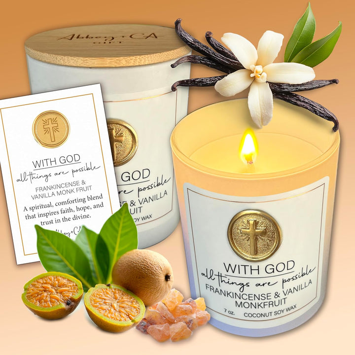 With God - Frankincense &amp; Vanilla Monk Fruit - Scentspirations Candle Collection