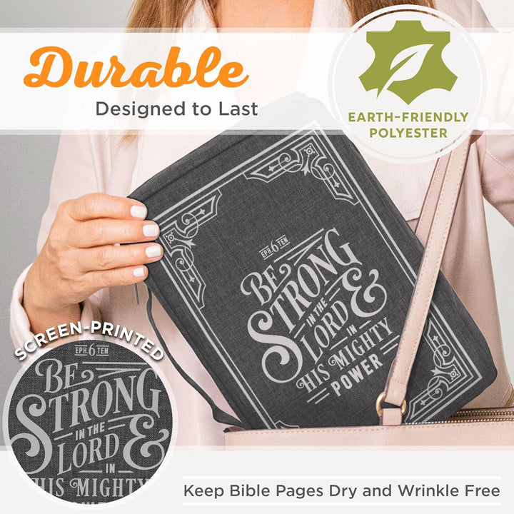 Bible Cover Value Gray Be Strong in the  Lord Eph. 6:10