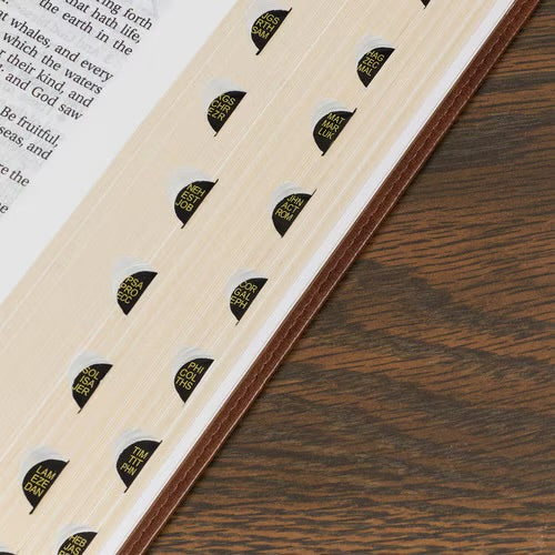 Antiqued Brown Faux Leather Large Print Thinline King James Version Bible with Thumb Index