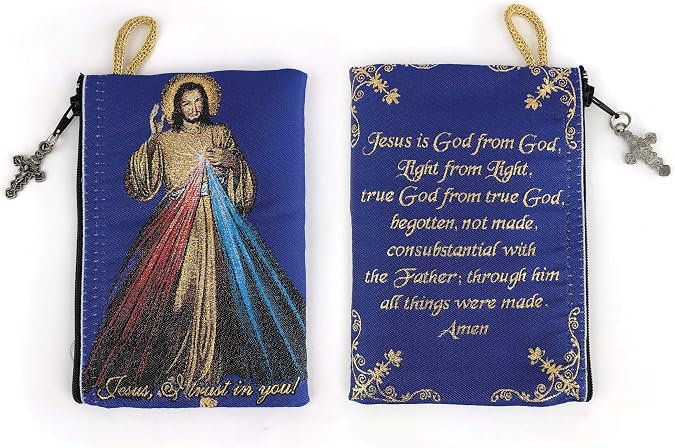 Rosary Pouch - Divine MercyIcon and Jesus is God from God Prayer