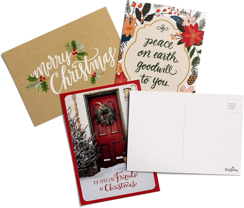 DaySpring - Traditional Christmas Postcard Book with Inspirational Messages - 20 Christmas Postcards (U1002)