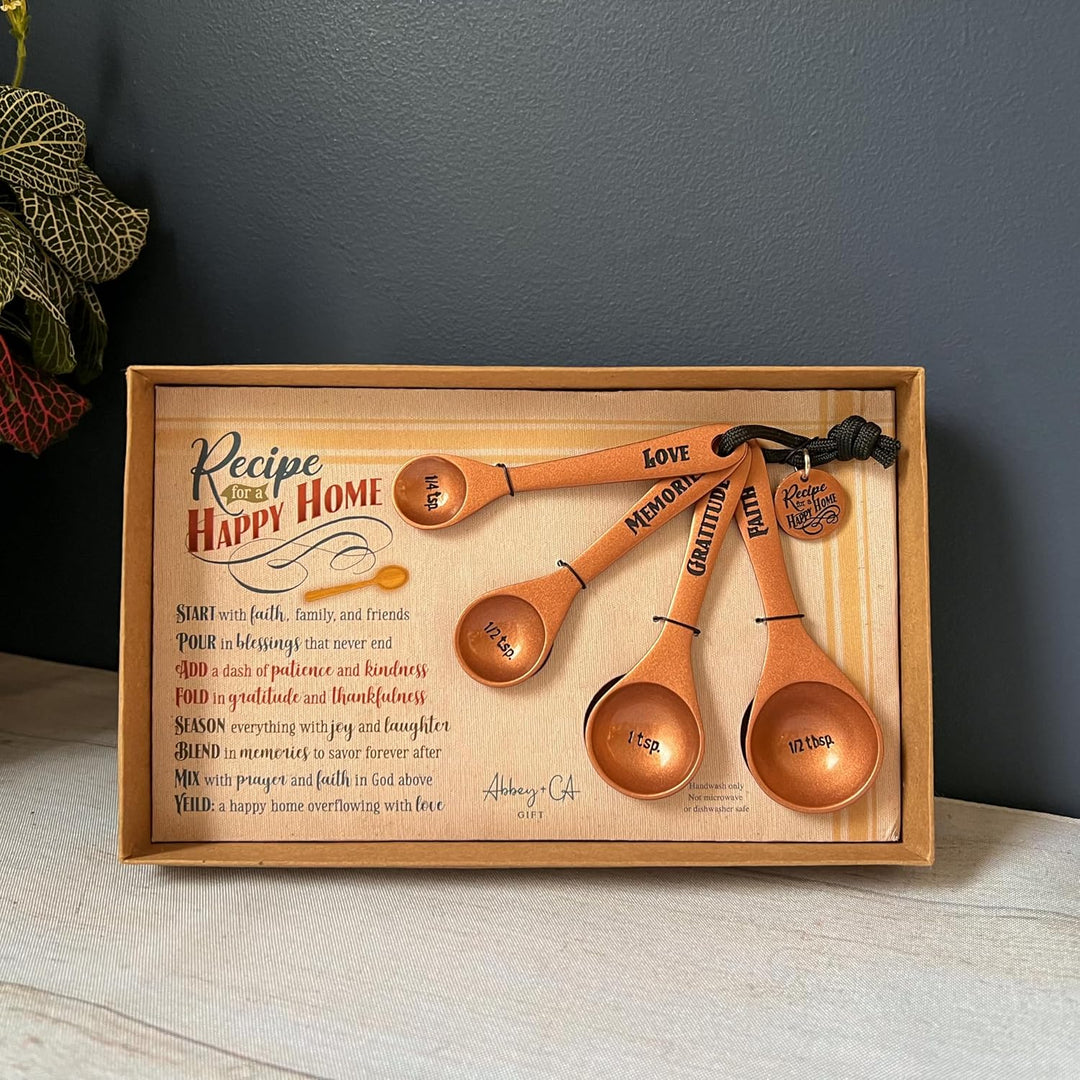 Happy Home - Decorative Measuring Spoon Set, Housewarming, Shower, or Christmas Gift