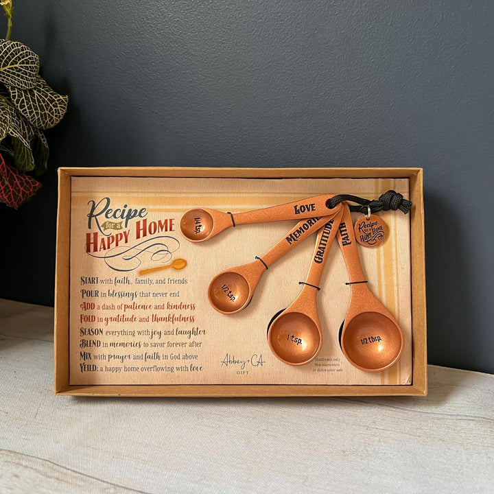 Happy Home - Decorative Measuring Spoon Set, Housewarming, Shower, or Christmas Gift
