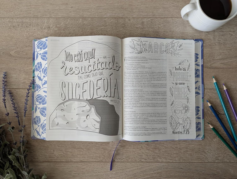 Biblia Inspira NTV, letra grande con Filament (SentiPiel, Ramo azul) (Spanish Edition)
