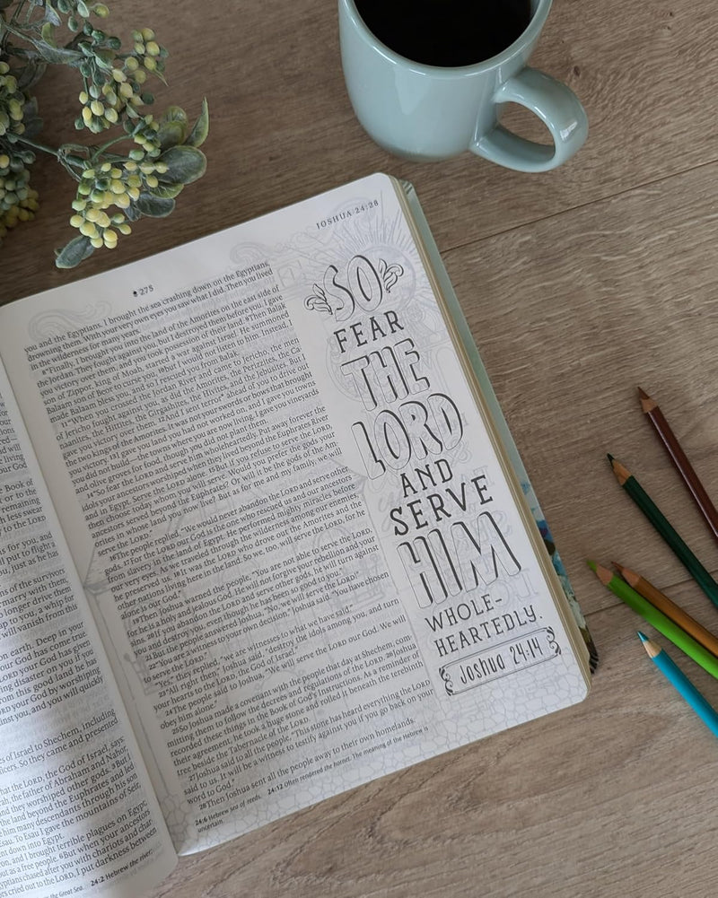 Inspire Bible Large Print NLT, Filament Enabled (LeatherLike, Floral Fields with Gold) Imitation Leather