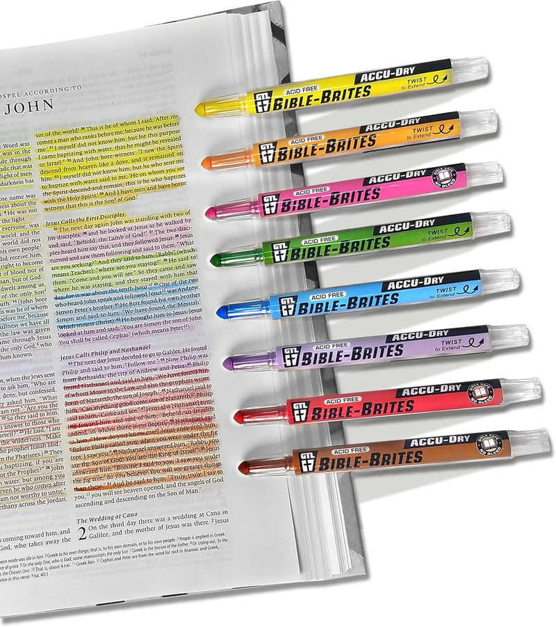 G.T. Luscombe Company, Inc. Accu-Dry Bible-Brites Multicolored 5 x 4 Acrylic Highlighters Set of 8