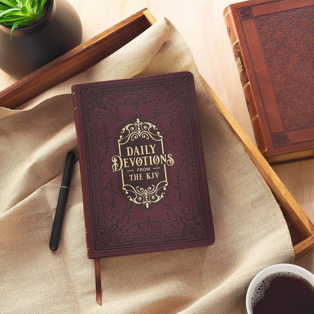 Large Print Edition Daily Devotions from the KJV Brown Faux Leather Devotional