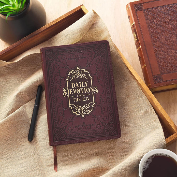 Large Print Edition Daily Devotions from the KJV Brown Faux Leather Devotional