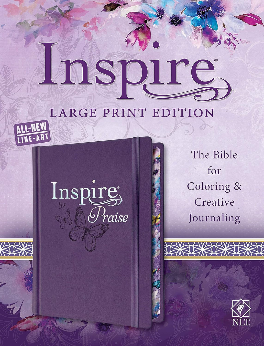 Tyndale NLT Inspire PRAISE Bible (Large Print, Hardcover, Purple): Inspire Coloring Bible