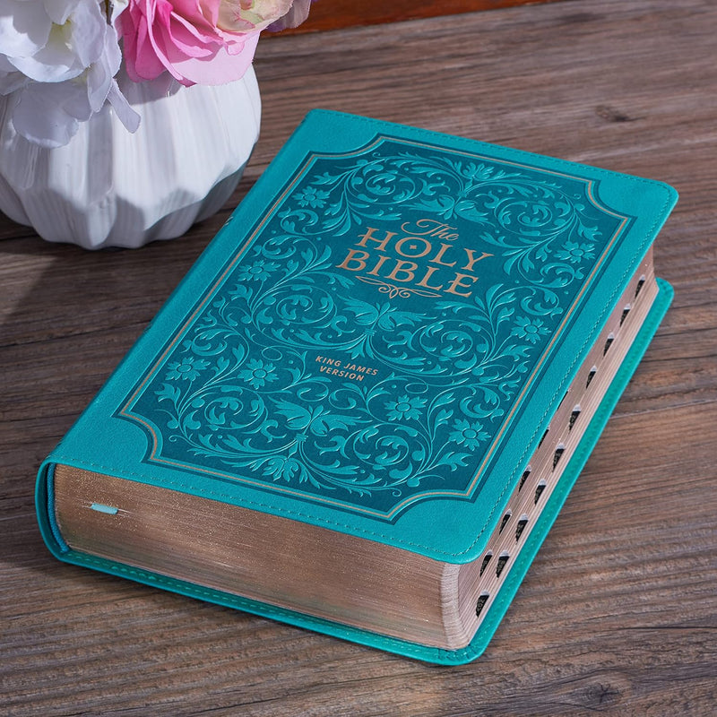 Teal Faux Leather Giant Print Standard-size King James Version Bible with Thumb Index