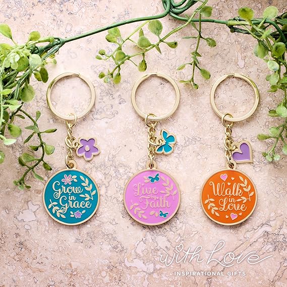 Grow in Grace Metal Key Ring with Link Chain