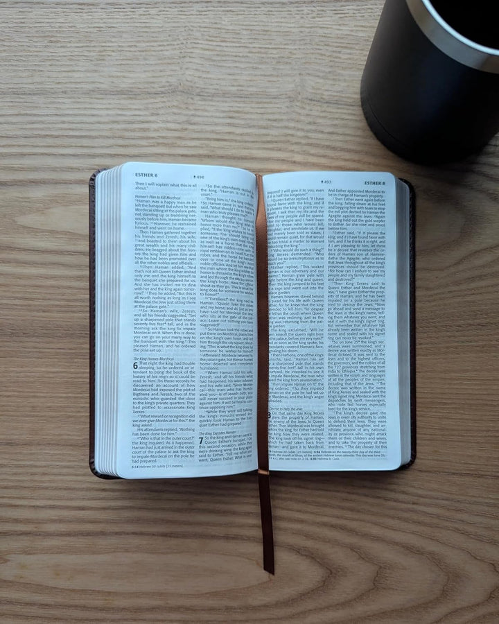 NLT Pocket Thinline Bible, Filament Enabled (LeatherLike, Brown Cross, Red Letter)