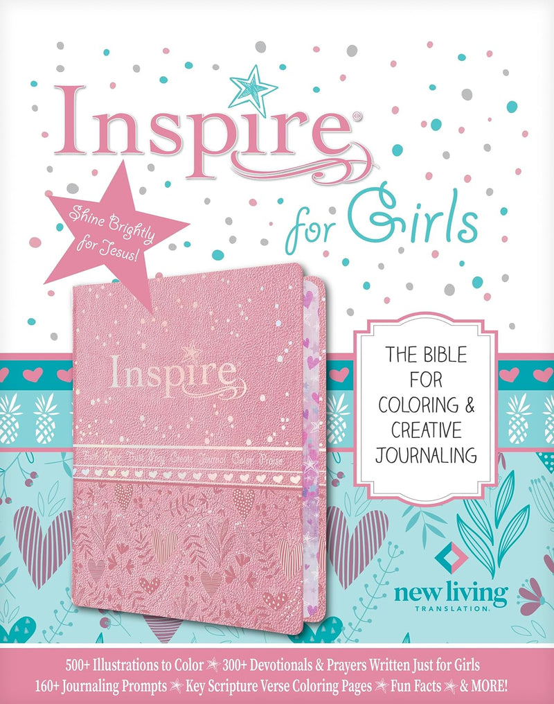 Inspire Bible for Girls NLT (LeatherLike, Pink): The Bible for Coloring & Creative Journaling Imitation Leather