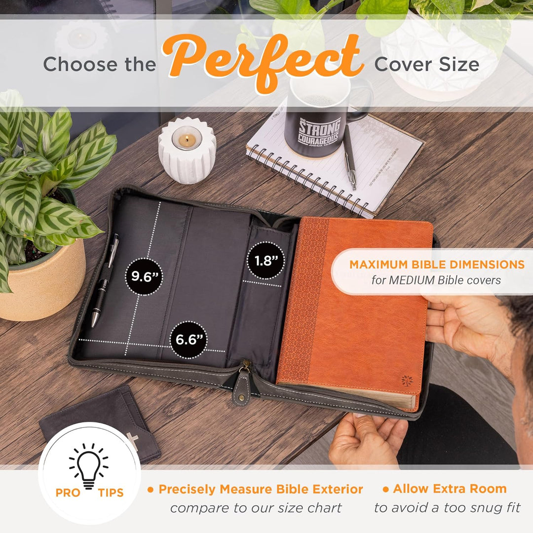 Be Still Majestic Valley Charcoal Faux Leather Classic Bible Cover- Psalm 46:10 - Medium