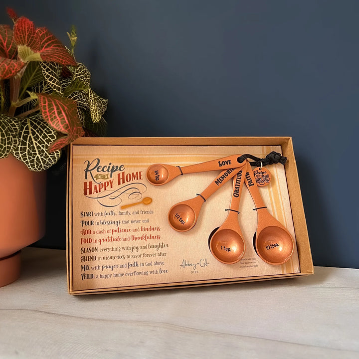 Happy Home - Decorative Measuring Spoon Set, Housewarming, Shower, or Christmas Gift