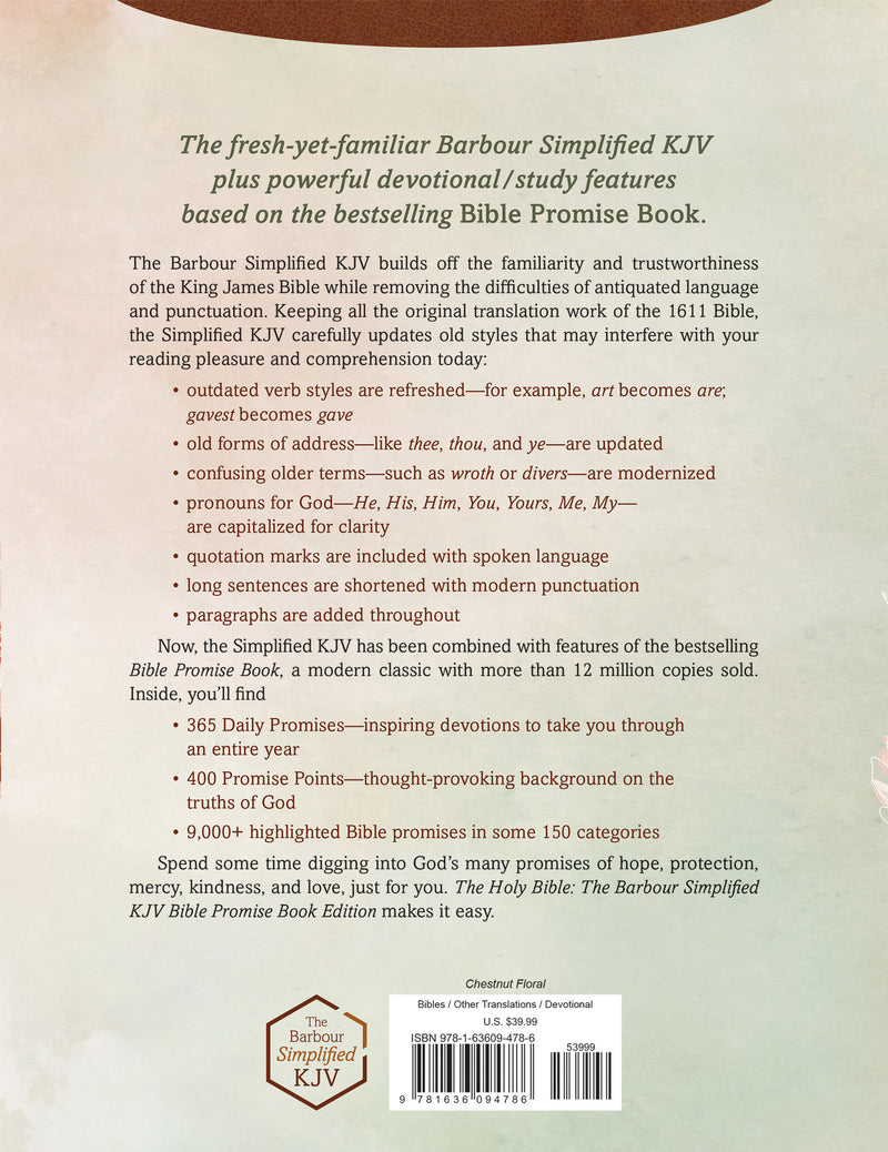 The Holy Bible: The Barbour Simplified KJV Bible Promise Book Edition [Chestnut Floral]