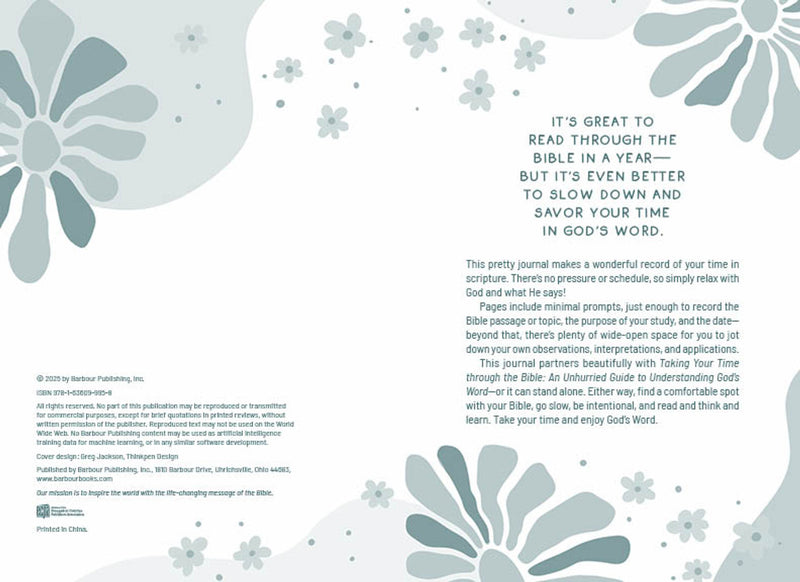 Taking Your Time Through the Bible Journal Spiral-bound