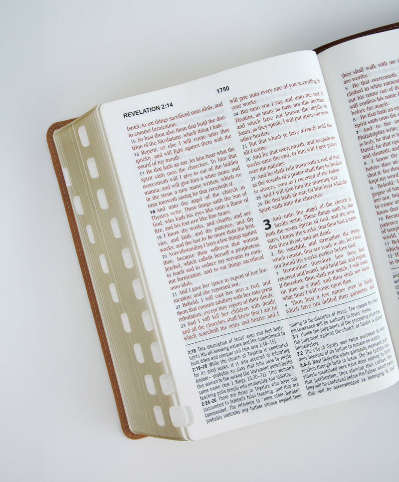 The KJV Study Bible, Large Print (Indexed) [Two-Tone Brown Alpha & Omega]