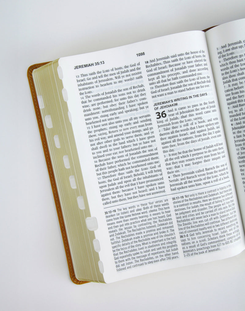 The KJV Study Bible, Large Print (Indexed) [Two-Tone Brown Alpha & Omega]